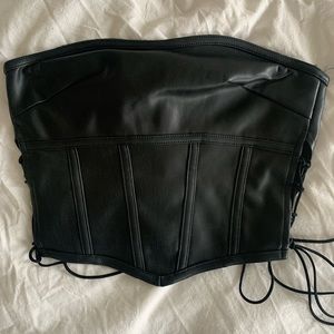 I. Am. Gia black corset tube top worn tie up on the side